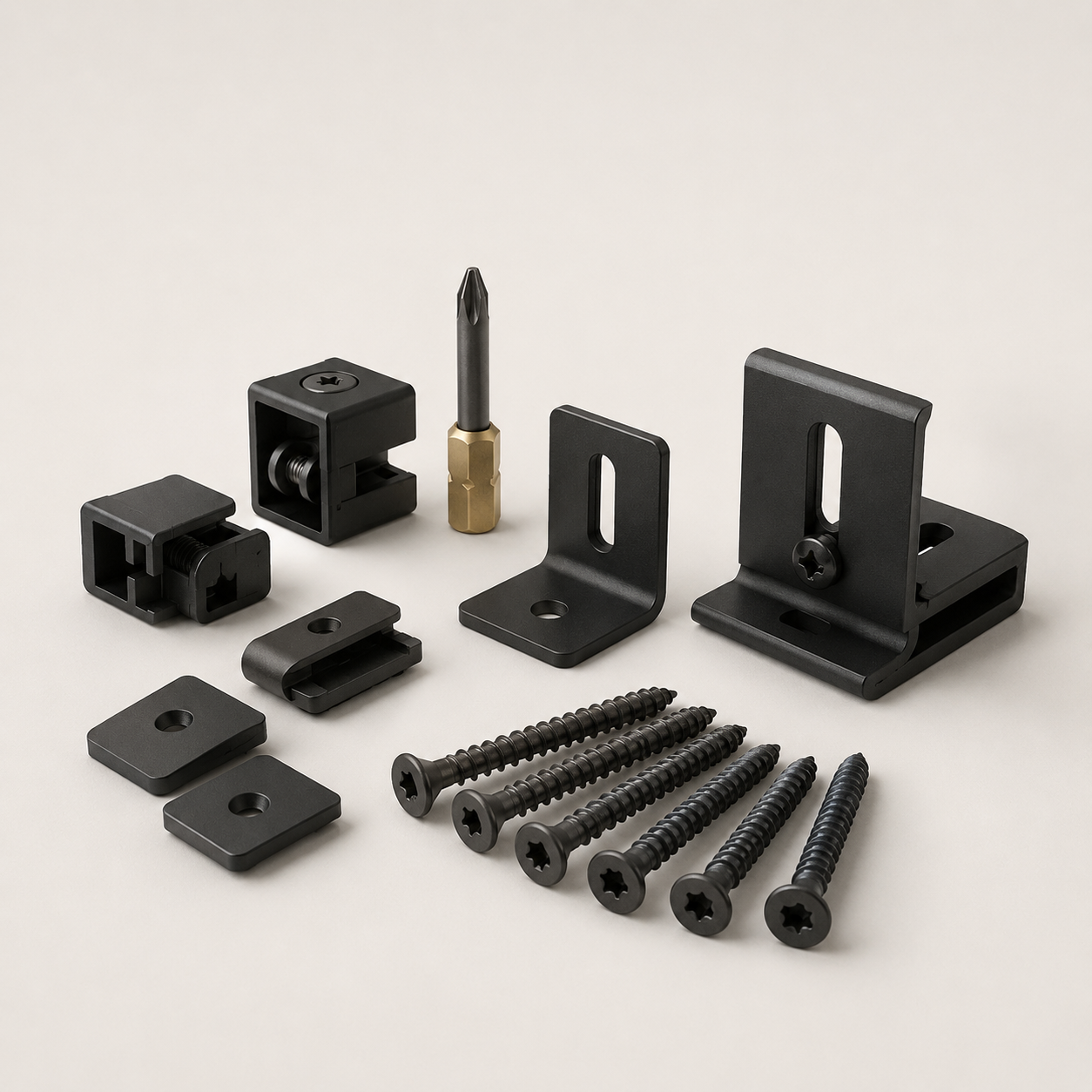 Composite fencing fixings, brackets and screws for installation