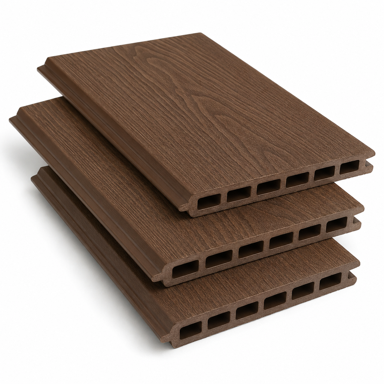 Walnut wood-tone WPC composite fencing board finish