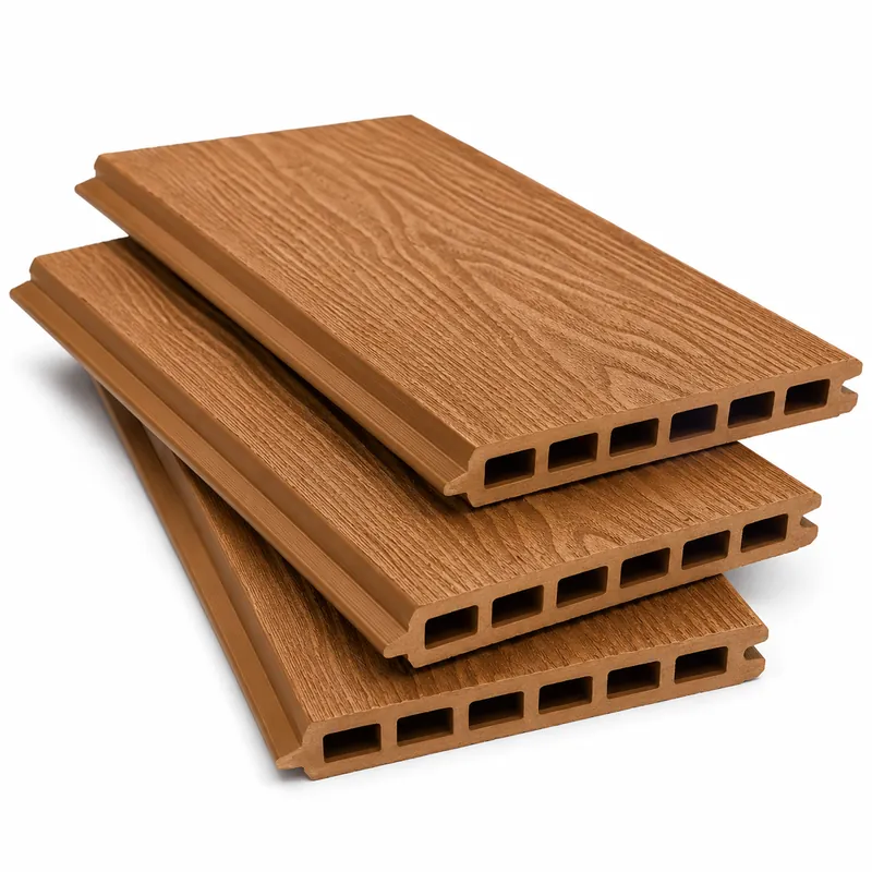 Teak wood-tone WPC composite fencing board finish